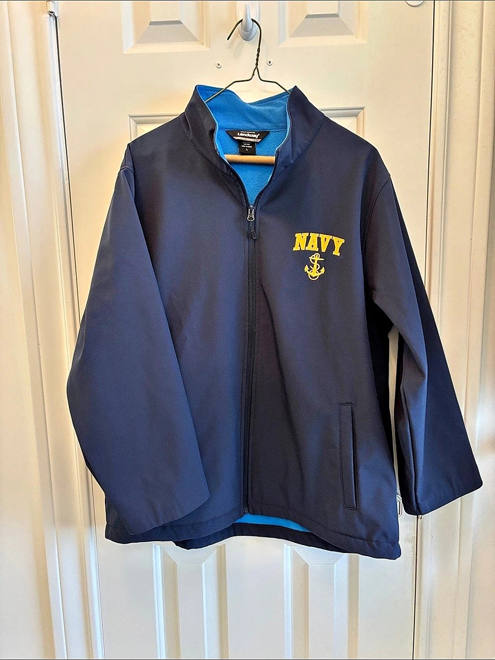 Lands' End Soft Shell Jacket Navy Blue Men's Size Large Like New